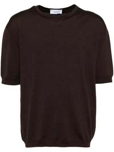 Lardini Knitted T-shirt In Brown