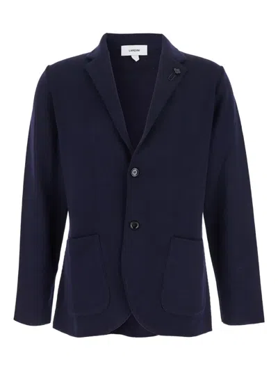 Lardini Knitted Two-button Blazer In Blue