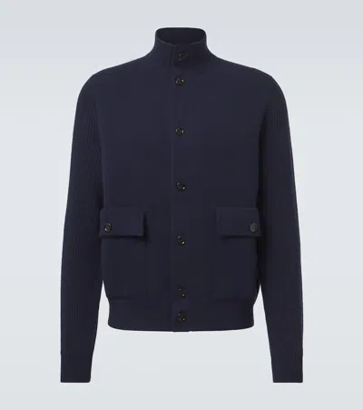 Lardini Knitted Wool-blend Jacket In Blue