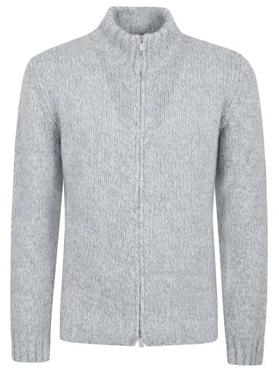 LARDINI KNITTED ZIP-UP SWEATER WITH HIGH COLLAR