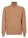 Lardini Camel High-neck Cashmere Pullover In Beige