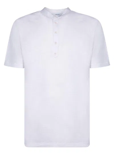 Lardini Linen Serafino Short Sleeve In White
