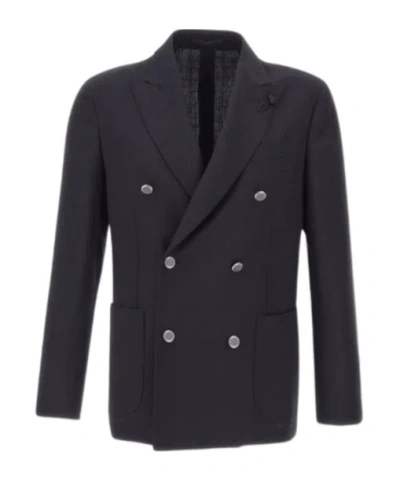 LARDINI LAPEL LONG-SLEEVED SUIT JACKET
