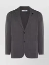 Lardini Lapel Pin Front Pockets Crewneck Jacket In Black