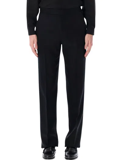Lardini Pleated Front Stretch Crepe Tailored Trousers In Black