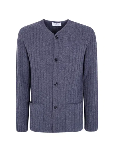 Lardini Le Origini Ribbed-knit Button-up Cardigan In Blue