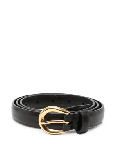 Lardini Leather Buckle Belt In Black