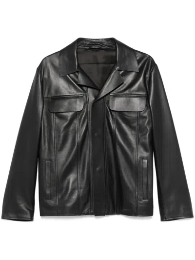 Lardini Leather Jacket In Black