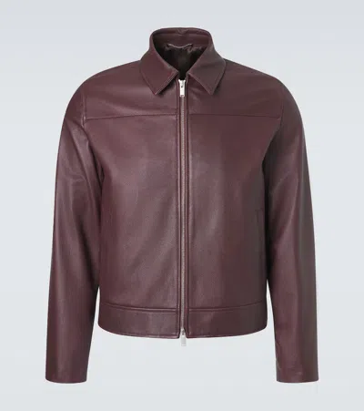 Lardini Pawoody Full-grain Leather Jacket In Burgundy