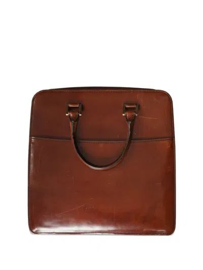 Lardini Leather Laptop Bag In Brown