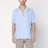 Lardini Cotton Shirt With Bowling Style Stripes In Light Blue