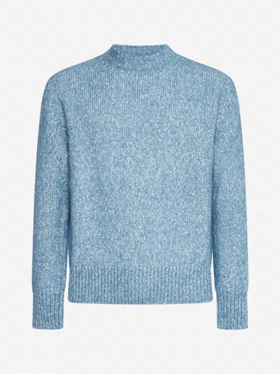 Lardini Light Blue Bouclé-effect Crewneck Sweater <br/>