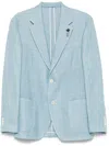 Lardini Single-breasted Jacket In Light Blue Linen And Wool In Blue