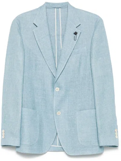 LARDINI LARDINI LIGHT BLUE LINEN JACKET WITH BUTTON FASTENING