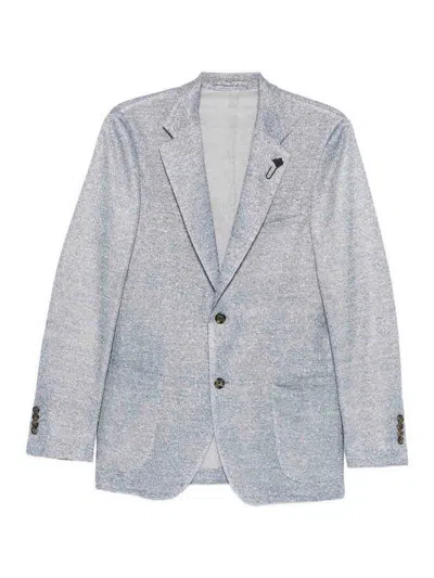 Lardini Light Blue Single-breasted Blazer In Gray