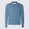 Lardini Polo Collar Sweater With Ribbed Cuffs And Hem In Blue