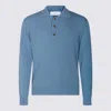 Lardini Polo Collar Sweater With Ribbed Cuffs And Hem In Blue