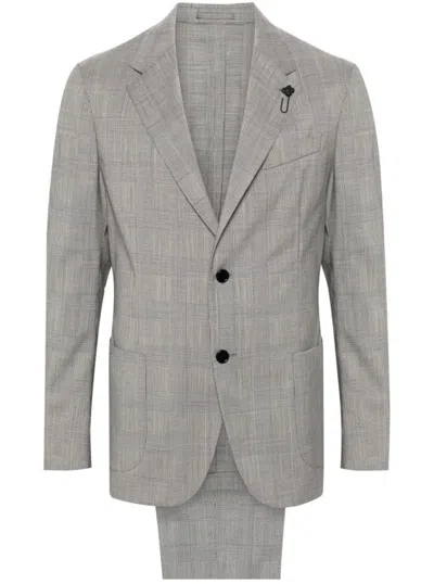 Lardini Prince-of-wales-check Wool Suit In Black