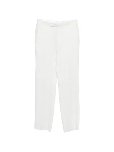 Lardini Lightweight Linen Trousers With Pressed Crease For Men In White