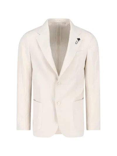 Lardini Lightweight Linen-cotton Silk Blend Blazer Jacket For Men In Neutral