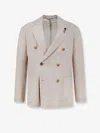 Lardini Textured Double-breasted Blazer In Neutral