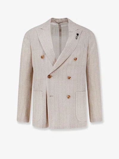 Lardini Liknit Double-breasted Blazer In Neutral