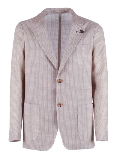 Lardini Textured Weave Floral Blazer In Gray