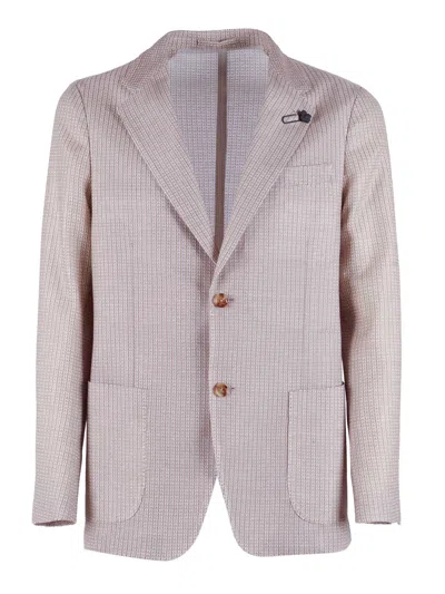 Lardini Liknit Textured Neutral Blazer In Pink
