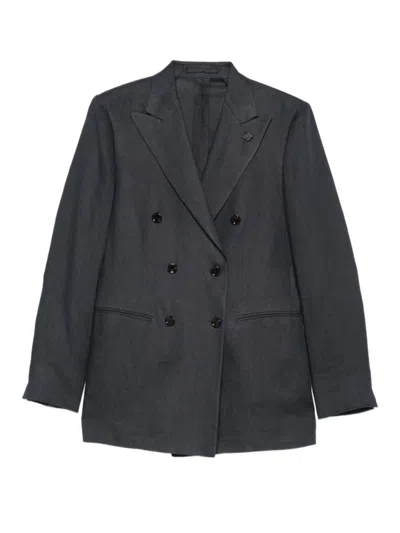 Lardini Linen Blazer In Blue