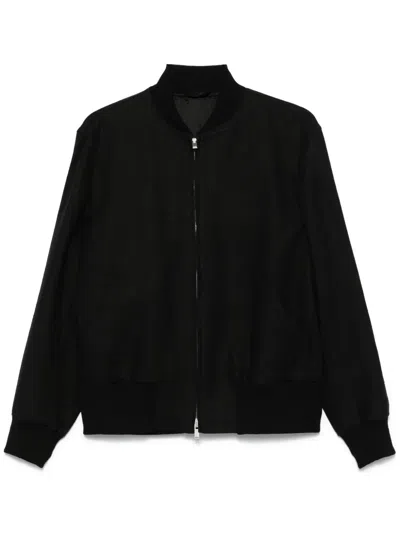 Lardini Virgin Wool Bomber Jacket In Blue