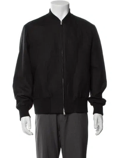 Pre-owned Lardini Linen Bomber Jacket In Black