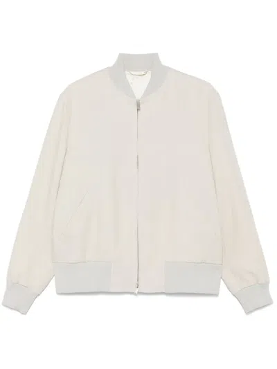Lardini Linen Bomber Jacket In Neutrals