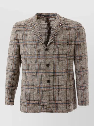 LARDINI LINEN CHECKED BLAZER