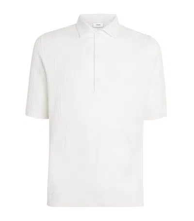 Lardini Linen-cotton Knitted Polo Shirt In White