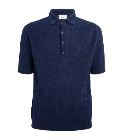 Lardini Linen-cotton Polo Shirt In Navy