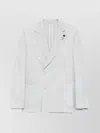 Lardini Linen Double-breasted Jacket Buttoned Cuffs In Neutral