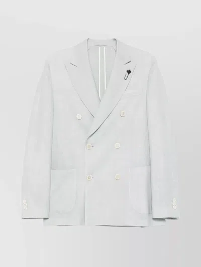 LARDINI LINEN DOUBLE-BREASTED JACKET BUTTONED CUFFS