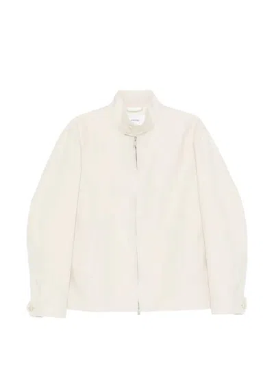 Lardini Linen Jacket With Zipper In White