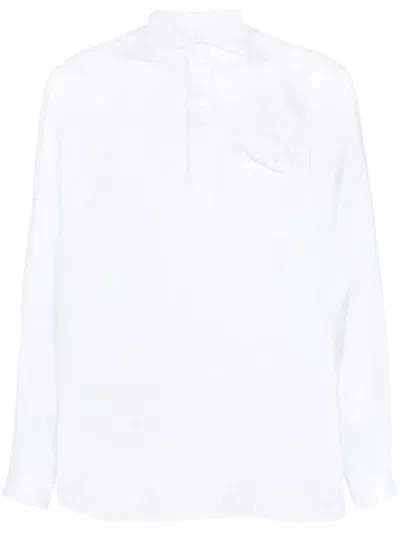 Lardini Linen Long-sleeve Shirt In Weiss