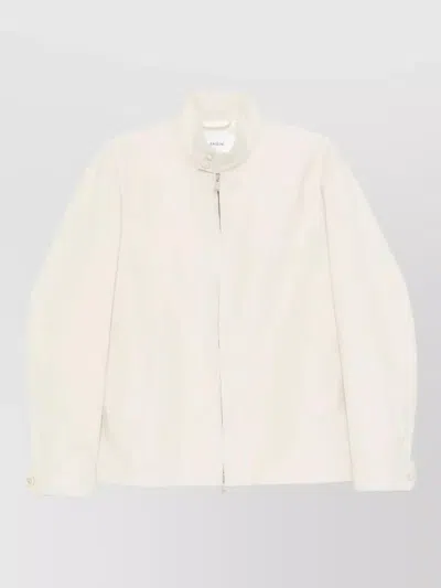 Lardini Linen Mens Jacket Stand Up Collar In White