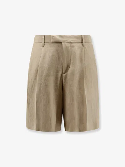 Lardini Linen Shorts In Brown