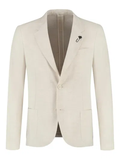 Lardini Linen Two-button Blazer In Neutral
