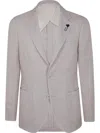 Lardini Iconic Textured Fabric Jacket With Button Cuffs In Gray