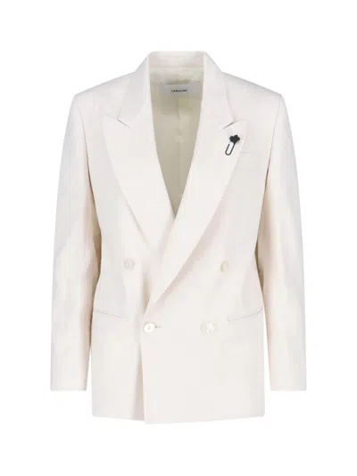 Lardini Linen-blend Cropped Jacket For Women In White