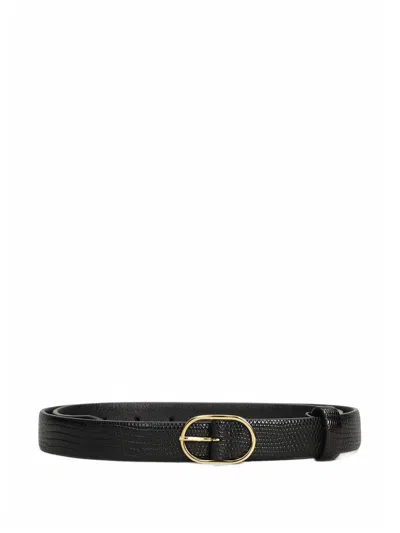 Lardini Lizard-effect Buckle Belt In Black