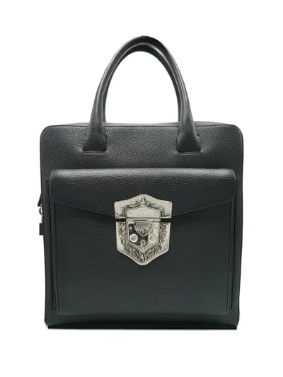 Lardini Logo-detail Business Bag In Black