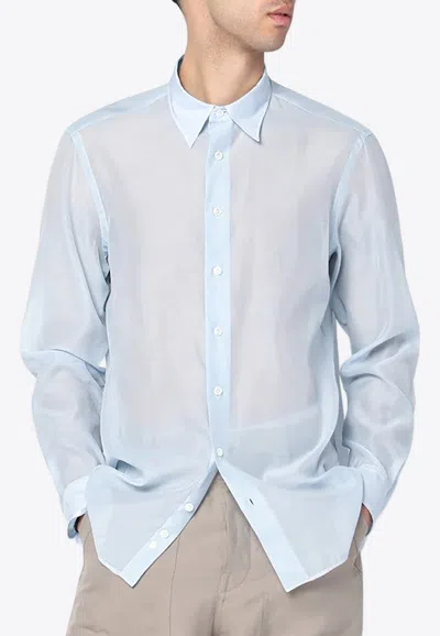 Lardini Logo Embroidered Buttoned Shirt In Blue