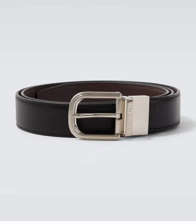Lardini Logo Leather Belt In Black