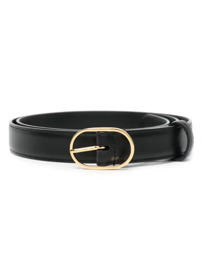Lardini Logo-plaque Leather Belt In Black
