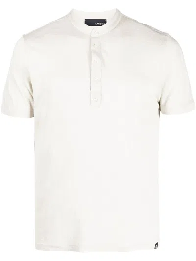 Lardini Logo-tag Linen Polo Shirt In Neutrals